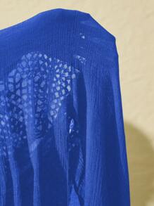 SHEIN VCAY Plus Size Women Hand Knit Patchwork Loose Casual Beach Coverup - Blue - View 7