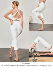 GLOWMODE 21 英寸 FeatherFit™ Flex 交叉腰运动喇叭紧身裤，内置防下蹲内衣，低冲击瑜伽工作室普拉提日常休闲装