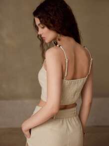 MOTF PREMIUM TWIST CUT OUT CAMI TOP - Apricot - View 4