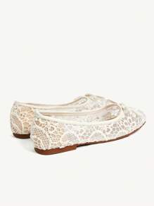 CUCCOO CHICEST Women's Round Toe Flat Shoes, Beige Lace Mesh Material, Bow Detail, Fashionable Minimalist Elegant Beige Women Flats For Christmas - Beige - View 10
