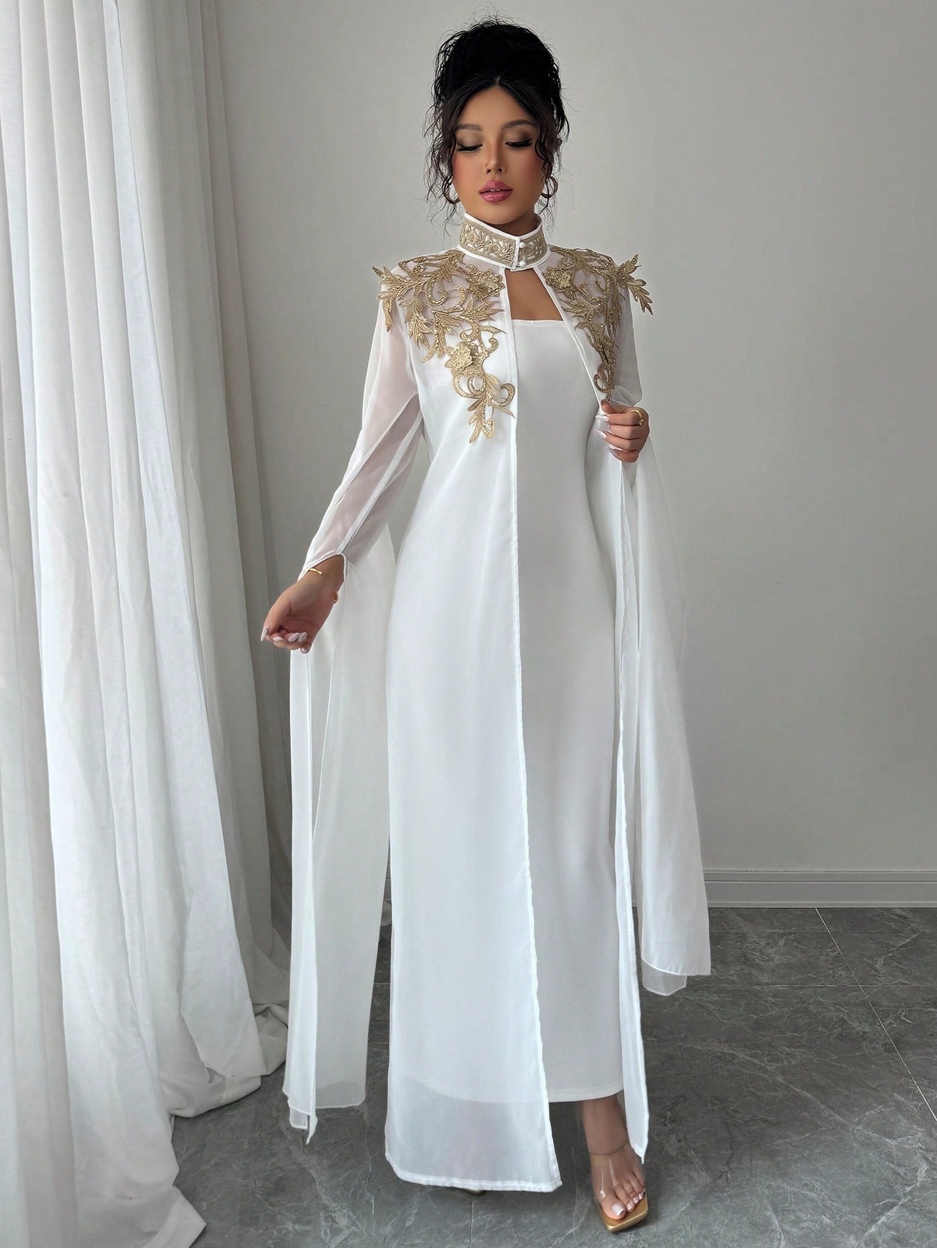 Rafferiza طقم معطف طويل وفستان مزين برسومات أنيقة...