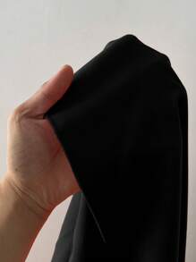 Maweii Vestido elegante con volantes de unicolor y hombros descubiertos para mujer de talla grande, adecuado para vacaciones - Negro - Ver 7