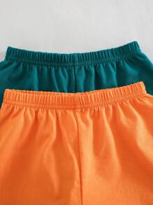 Cozy Pixies Baby Boy 4pcs Set: Contrast Color Knit Soft Polo Collar Short Sleeve Half-Button Pullover Top And Elastic Waist Shorts