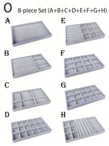 Jewelry Tray Organizer, Jewelry Necklace Earring Ring Display Storage Box, Stackable Jewelry Holder Case Makeup Cosmetic Organizer For Earrings Necklace Rings Bracelets Pendants Pearl