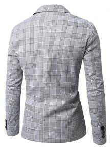 Manfinity Mode Plus Size Men's Plaid Lapel Neck Long Sleeve Casual Blazer,It's Perfect For Couples And Also A Great Gift For Your Boyfriend Or Husband.