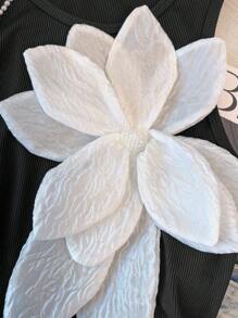 Franclia קמיצה מצוידת בהדפס פרחוני גדול אופנת נשים - שחור - ראה 5