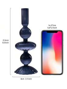 SHEIN 1pc European Style Simple Crystal Glass Candle Holder, Striped Long Pole Round Ball Shape Home Decorative Candlestick, Suitable For Dining Table And Decoration For Home, Hotel, Wedding, Etc.,Room Decor,Gifts