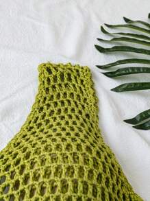SHEIN Swim Copri-costume da spiaggia traforato lavorato a maglia con frange, ideale per le vacanze