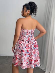 Elenzga Váy xếp lớp in hoa lãng mạn thanh lịch cỡ lớn cho nữ mùa hè - Nhiều màu - Xem 2