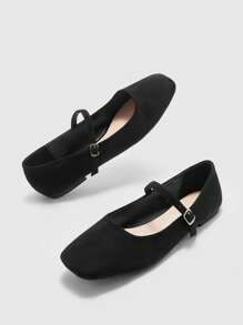 CUCCOO BIZCHIC Fashion Burgundy Patent Leather Mary Jane Low Heeled Square Toe FlatsSpring Summer New Shoes Vacation Women Wedding Shoes Easi For Easter - Black - View 8