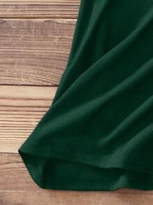 INAWLY Women's Solid Color Eyelet Tie Front Cold Shoulder Short Sleeve Casual T-Shirt - Green - View 4