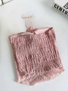 INAWLY Women's Solid Color 3D Floral Decorative Textured Halter Top - Pink - View 3