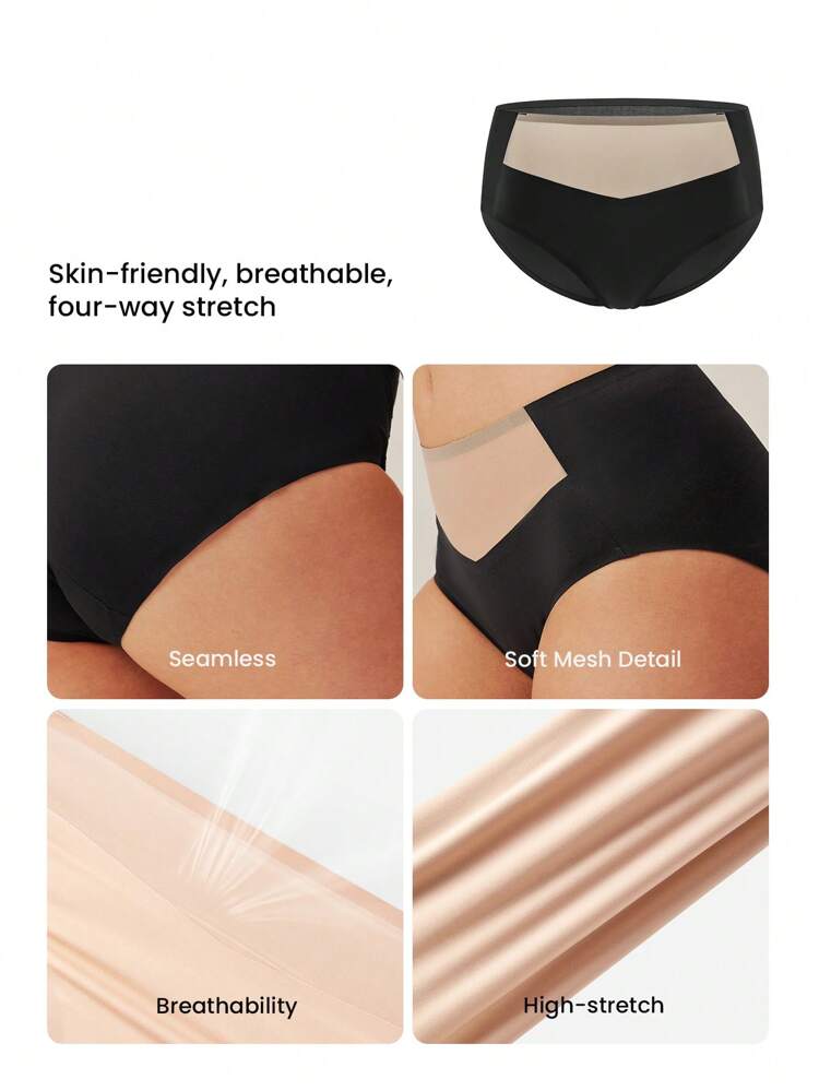 2 paquets de sous-vêtements de base pour femmes, sans couture, sans-gêne, respirants, à taille haute