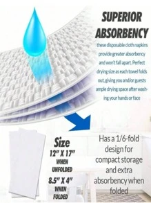 SHEIN Lintext 一次性亚麻质感客用毛巾 - 12 英寸 X 17 英寸布质手巾 - 美国制造，柔软吸水的纸巾，适用于浴室、厨房或活动 - 白色 - 查看 7