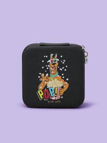 SCOOBY-DOO X SHEIN Fashionable & Portable Cute Cartoon Dog Pattern Jewelry Pouch - Black - View 1