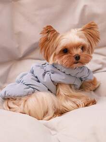 Chaqueta/Abrigo de 3 capas grueso y cálido para mascotas perro, adecuado para poodle, teddy, Yorkshire terrier y otras razas de perros pequeños/medianos, para otoño/invierno - Azul - Ver 2