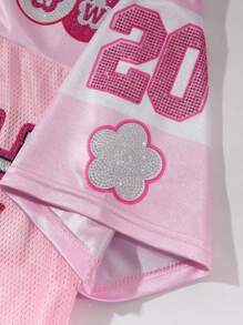 ROMWE MEN Prep Men's Sports T-Shirt With Rhinestone Decor Mesh Panel, Athletic Jersey - Pink - View 4