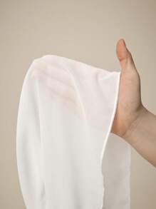 SHEIN Elegant Solid Color Asymmetrical Collar Super Long Maternity Dress, Wedding Dress - White - View 8