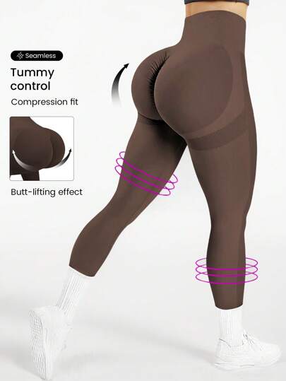 SHEIN Core Rhythm Seamless High Elasticity Tummy Control Sports Leggings Yoga Women Pants