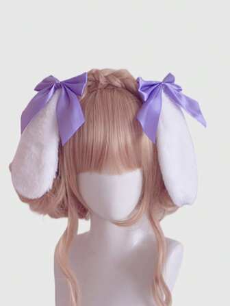 2 piezas Pinzas para el cabello con orejas de conejo en morado y rosa