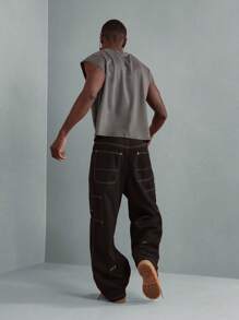 SUMWON Boxy Fit Raw Edge Statement Tank Top Sleeveless Cotton Jersey Workout Gym Athletic Casual Street Style Urban Fashion Muscle Tank - Grey - View 4