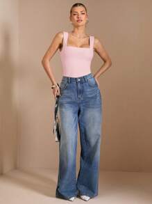 SHEIN BAE Mono elegante para mujeres con espalda abierta y cuello con moño, adecuado para citas románticas, reuniones con la novia, vacaciones, fiestas de cóctel, y principios de primavera - Rosa coral - Ver 5