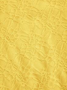 Aloruh Women Lace Asymmetric Hem Top And Ruffle Hem Mermaid Skirt 2 Pieces Set, Suitable For Spring/Summer Wedding And Holiday - Mustard Yellow - View 4