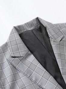 Manfinity Mode Plus Size Men's Plaid Lapel Neck Long Sleeve Casual Blazer,It's Perfect For Couples And Also A Great Gift For Your Boyfriend Or Husband.