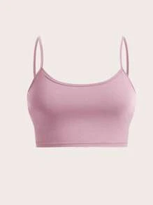 SHEIN EZwear 4 件套纯色户外服装：不对称领褶皱上衣 + 吊带背心 + 短裤 + 高腰裤 - 淺灰紫 - 查看 14