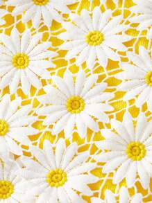 SHEIN MOD 女士雏菊荷叶边迷你吊带背心连衣裙、春季连衣裙、波西米亚风连衣裙、乡村风、度假装 - 黃色 - 查看 3