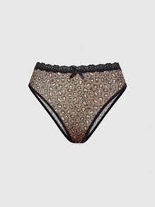 ROMWE Goth 3件套哥特风格骷髅、豹纹、蝴蝶网眼拼布蕾丝丁字裤 - 彩色 - 查看 5