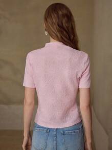 MOTF PREMIUM FLORAL JACQUARD MOCK NECK TOP