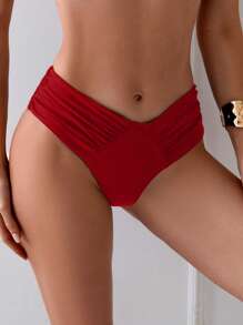 SHEIN Swim Slip inferiore bikini con vita a V sexy e arriccio per donna