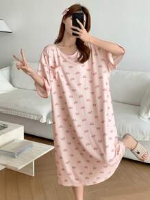 DAZY 全身猫咪印花宽松 T 恤睡袍女士睡衣