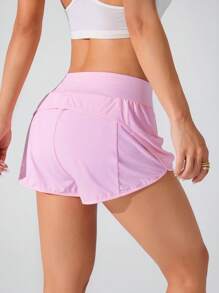 SHEIN Sports 宽松防闪光运动短裤，适合跑步、健身、瑜伽 - 粉色 - 查看 5