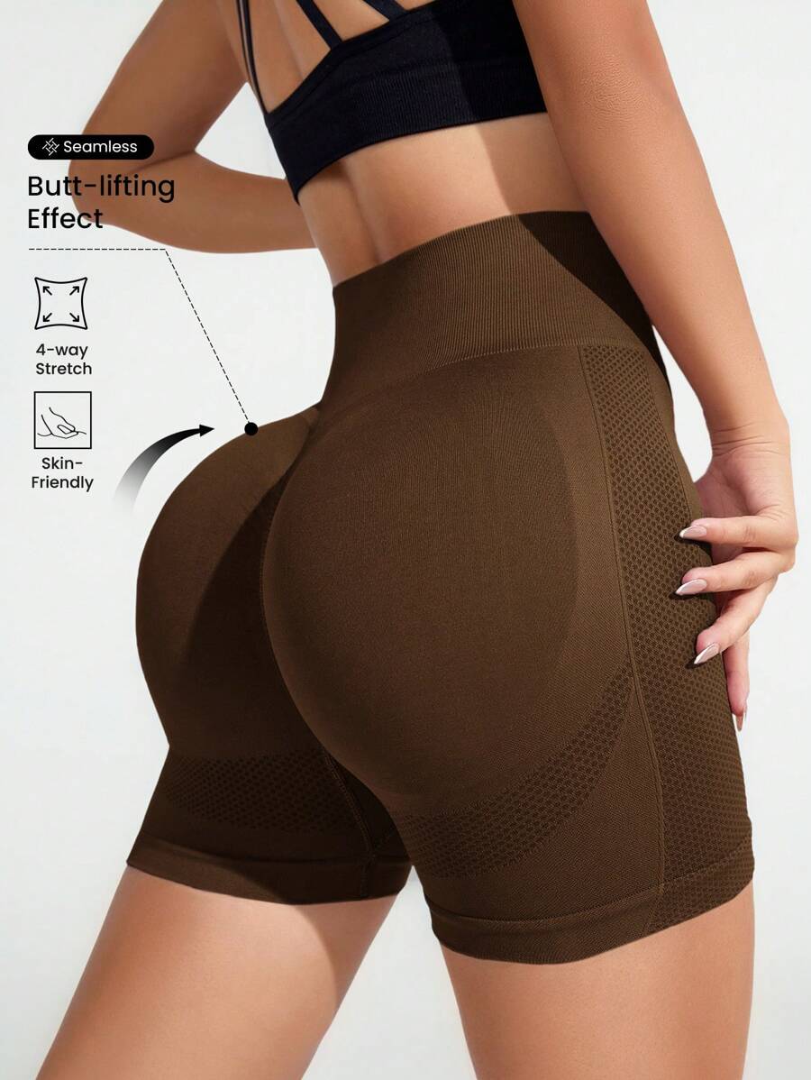 SHEIN Sports 宽腰带运动短裤弹力短裤女士运动短裤、健身短裤、骑行短裤