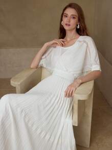 MOTF PREMIUM CONTRAST LACE FLOWY DRESS - White - View 6