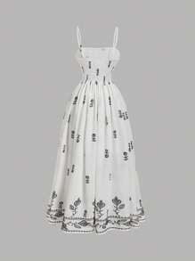SHEIN MOD Vestido midi con estampado floral, vestido informal de tirantes para festival de música hippie, vacaciones - Multicolor - Ver 2