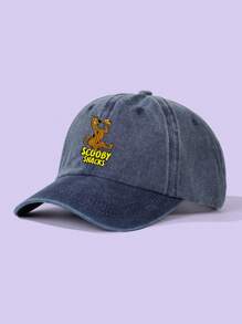 SCOOBY-DOO X SHEIN Cartoon Puppy & Letter Print Washed Baseball Cap - Navy Blue - View 2