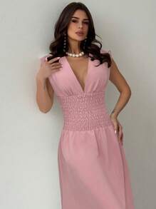 Firerie Damen elegantes gerafftes ärmelloses A-Linien Kleid mit Taillenraffung, geeignet für legere Anlässe