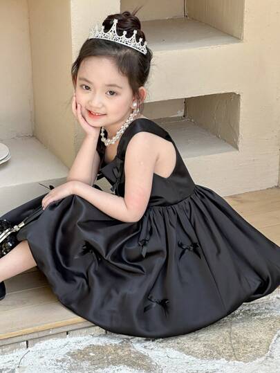 DAZY Young Girls Summer Birthday Party Princess Dress With Bow Decoration