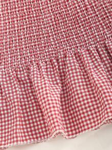 SHEIN Sweetro Women's Sweet Plaid Mini Dress, Street Style - Red - View 5