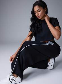 Menodora SHEIN Sport Pantalón de chándal holgado y casual tejido para mujer - Negro - Ver 7