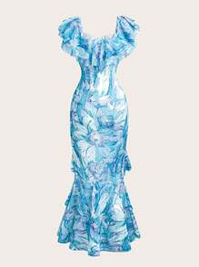 Modelyn Vestido de verano para mujer con volantes y teñido anudado