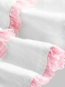 SHEIN MOD Women's Denim Mini Skirt, Casual Contrast Lace White Summer Graduation Skirts,Cowgirl,Birthday Skirts For Women,Going Out Skirts,Sun Skirts,Going Out Skirts Women,Country Concert,Raves Festival,Festival,Brunch,Women Summer,Old Money Style Women,Cruise,Airport,Tea Party Skirts,Old Money Style - White - View 4