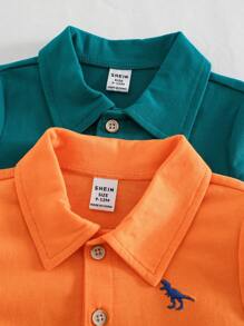 Cozy Pixies Baby Boy 4pcs Set: Contrast Color Knit Soft Polo Collar Short Sleeve Half-Button Pullover Top And Elastic Waist Shorts