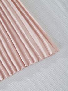 SHEIN 2pcs Set: Teen Girls Ruched Collar Short Sleeve Buttoned Blazer Jacket And Ruched Midi Skirt - Pink - View 8