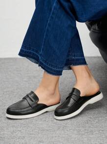 CUCCOO BIZCHIC Giày lười PU đen cổ điển đơn giản thời trang nữ, giày lười đi làm, hẹn hò, tiệc tùng, mua sắm, nghỉ dưỡng, mặc ở nhà - màu đen - Xem 1