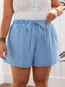 EMERY ROSE Plus Size Women Casual Denim Soft And Sexy Shorts For Summer