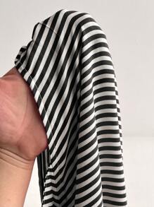 Maweii Plus Size Women Striped Tie-Front Short Sleeve Casual Blouse